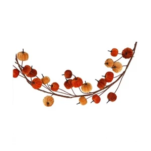 Gisela Graham Multicoloured Velvet Pumpkin Halloween Garland Autumnal Homeware - Picture 1 of 1