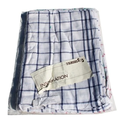 Ensemble de 9 torchons en cotons à carreaux neufs Les 3 SUISSES vintage - Photo 1/4