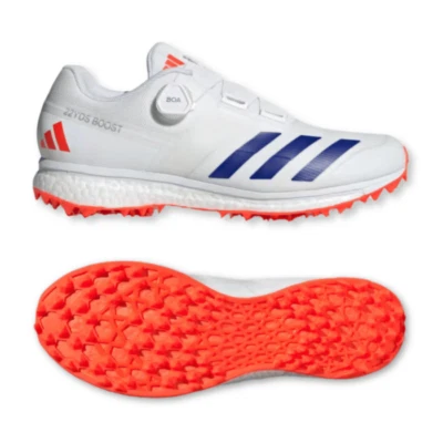 2024 adidas 22yds Boost IG6751 White Blue Red Cricket Shoes - Free P&P - Image 1 of 3