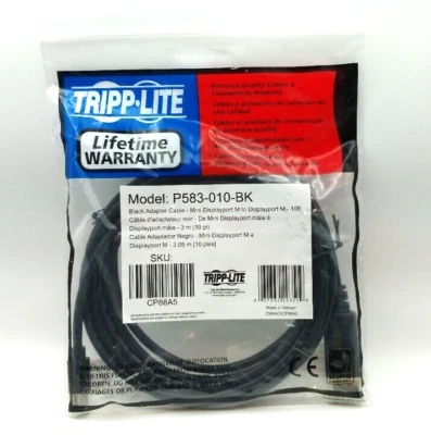 Tripp Lite Mini DisplayPort 1.2 Adapter Cable 4K @ 60Hz 10ft P583-010-BK New - Image 1 of 4