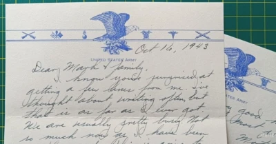 US Letter 1943, WW II, Free payment, Examined by Lt.Stanley Morrison,Historical - Image 1 of 4