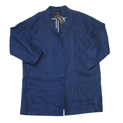 NWT Lafayette 148 Oversized Blazer Coat in Luna Blue Linen Jacket M - Image 1 of 4