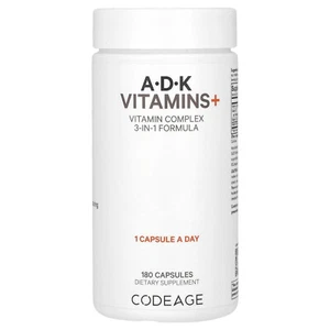 A, D, K Vitamins+, 180 Vegetable Capsules - Picture 1 of 2