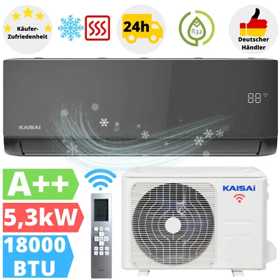 Kaisai Ice Black Klimaanlage 5,3 kW Wandgerät Klima WiFi Klimagerät A++ R32 - Bild 1 von 4
