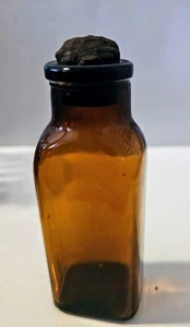 Vintage Apotheker Braunglas Medizin Flasche Owens Illinois geprägt mit Korken - Bild 1 von 8