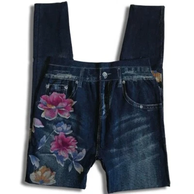 Blue Jean Leggings Floral One Size (XS-L) Brand New - Image 1 of 3