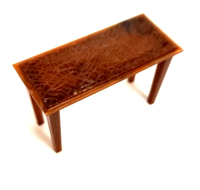 Vintage Renwal Dollhouse Furniture L-75 Brown Bench for Piano Vanity End of Bed - Image 1 of 4