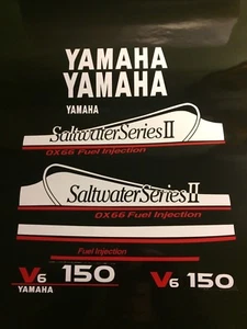 Yamaha 150 OX66 Saltwater Serie II Calcomanías Kit ESTE JUEGO Blanco y Rojo Envío Gratis - Imagen 1 de 1