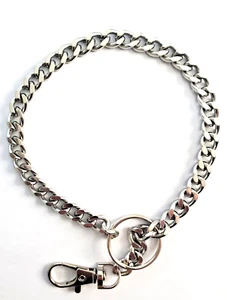 Silver tone stainless steel adjustable dog collar max. 13" - Picture 1 of 8