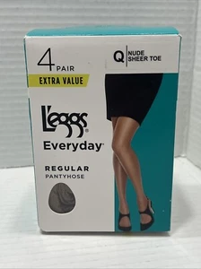 L'eggs Everyday Regular Pantyhose, Nude, Size Queen, 4 pair box, NIP - Picture 1 of 2