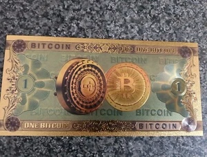 Bitcoin 24 Carat Gold Plated Souvenir Collectible Note - Beautiful Color - Picture 1 of 2
