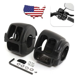 Black Hand Control Switch Housing Cover Kit For Harley Sportster XL Dyna Softail - Picture 1 of 10