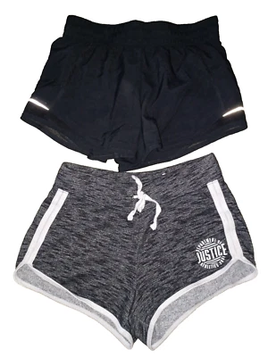 ⚫️ Lote de Pantalones Cortos Negros L Niña Justice & Athletic Works 10 Correr Deportes Gris 12 Foto 1 de 4