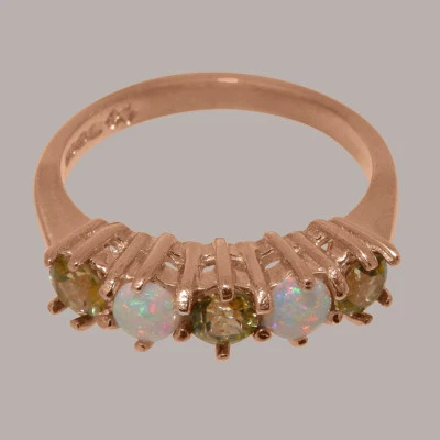 14ct Rose Gold Natural Peridot & Opal Womens Eternity Ring - Sizes J to Z - Image 1 of 4