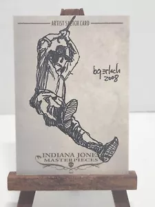 2008 Topps Indiana Jones Masterpieces Sketch Card Bruce Gerlach Indy Swing Whip - Picture 1 of 2