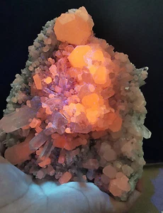 Natural Pink Fluorescence Calcite Quartz Crystal Cluster Mineral Specimen/fujian - Picture 1 of 12