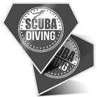 2 X Diamond Stickers 7.5Cm Bw - Scuba Diver Diving Underwater  #40545