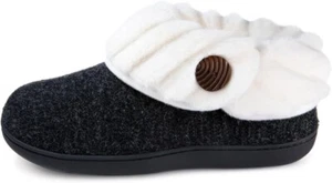 Bequeme flauschige Damen-Filz-Hausschuhe Memory Foam, geschlossener Rücken schwarz Größe 8 - Bild 1 von 7