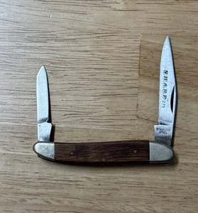 Vintage SHARP 275 Custom Crafted 3" Wood & Brass Two Blade Pocket Knife, - Picture 1 of 4