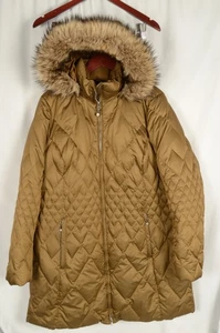 Eddie Bauer Women's Goose Down Parka Coat Long Hooded Faux Fur  Size 1X - Picture 1 of 7