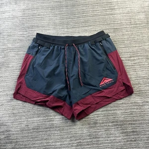 Nike Shorts Mens Large Blue Red Flex Stride 5" Trail Lined - Picture 1 of 8