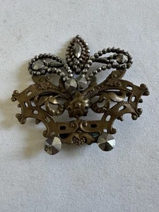 antique victorian Cut Steel Sash Buckle Art Nouveau - Picture 1 of 5