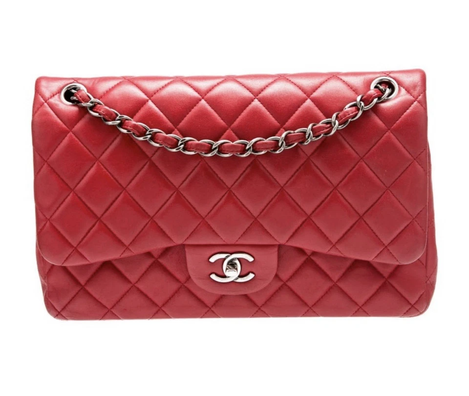 Bolso Chanel Jumbo Rojo Piel de Cordero Grande Clásico con Solapa en Caja Minorista $13K Foto 1 de 4