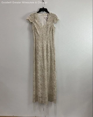 Nuevo con etiquetas Vestido ELIE TAHARI Mujer Crema/Dorado Talla 2 Foto 1 de 4