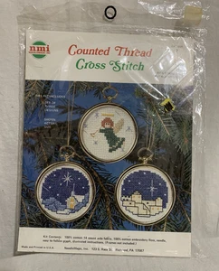 NeedleMagic Kit Punto Croce Contato 3 Immagini Angelo Scene Natale Blu - Foto 1 di 2