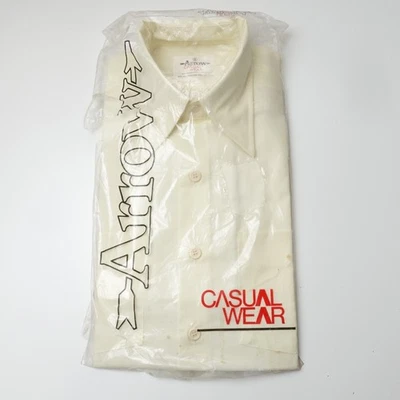 Vintage 70s Arrow Casual Wear Men's Long Sleeve Button Yellow Dress Shirt Small - Image 1 of 4