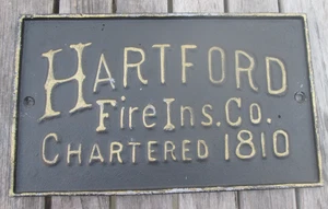 FIRE MARK: Hartford Fire Insurance Company Cast Iron Plaque MARKER/SIGN - Picture 1 of 5