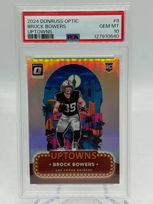 2024 Donruss Optic Brock Bowers UPTOWNS Prizm 新秀卡 RC 等级 PSA 10 GEM — 第 1/2 张图片