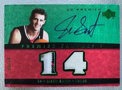 2007-08 NBA UD Premier Jason Smith 3 色球衣补丁签名/10 绿色 #PR1-JS — 第 1/2 张图片