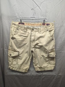 Rock Revival Mens Cargo Shorts Size 43/24" Beige Embroidered Pockets Stitch Flaw - Picture 1 of 24