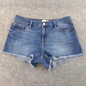 Frame Shorts Womens 28 Blue Denim Le Cutoff Frayed Hem 2.5" Inseam Stretch Jorts - Picture 1 of 9