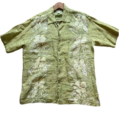 TOMMY BAHAMA Shirt Mens XL  100% Linen Hawaiian Aloha Button Floral Hibiscus - Image 1 of 4