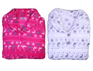 Pigiama donna Fairisle modello renna pigiama morbido pile manica lunga top fondo - Foto 1 di 20