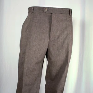 JOSEPH ABBOUD New Brown Burgundy Striped Linen Men Dress Pants Size 40"W x 34"L - Picture 1 of 9