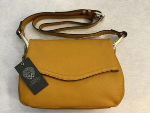 Neu Vince Camuto Clem Umhängetasche Handtasche ocker/gelbgold genarbtes Leder - Bild 1 von 9