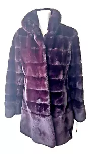 Jones New York Burgundy Wine Faux- Fur Coat New With Tags Women's Small - Picture 1 of 4