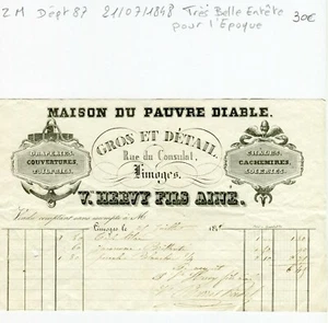 Dépt 87 - Limoges Rue du Consulat - Très Belle Entête d'un Commerce 21/07/1848 - Picture 1 of 1