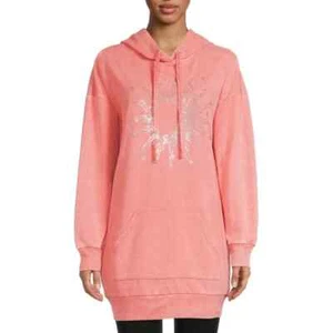 NWT No Boundaries Junior XL (15-17) Oversize Celestial Graphic Hoodie Coral Pink - Picture 1 of 12