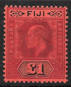 FIJI SG124 1912 £1 PURPLE & BLACK ON RED MTD MINT - Picture 1 of 1