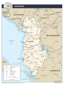 Mapa de transporte por carretera de Albania país nación impresión de póster XL - Imagen 1 de 1