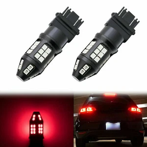 2x 3156 3157 Red 40-SMD Flash Blinking 5 times Strobe LED Brake Tail Light Bulbs - Picture 1 of 11