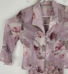 R&M Richard Womens Long Mauve Purple Floral Dress With Sheer Jacket, Size 10 - Picture 1 of 17