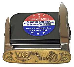 Vintage KUTMASTER UTICA NY USA BRASS  Ace Hardware 60th Anniversary Knife 1984