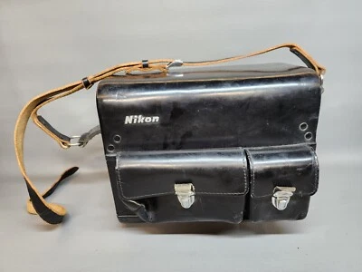 Vintage Nikon Camera Case  FB-5 Hard Shell Black Leather Travel EUC Japan - Image 1 of 4