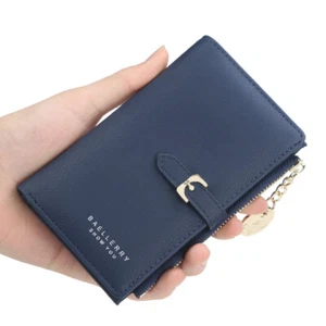 Womens Leather Zipper Slim Wallet RFID Blocking Credit Card Holder Thin Purse - Picture 1 of 26