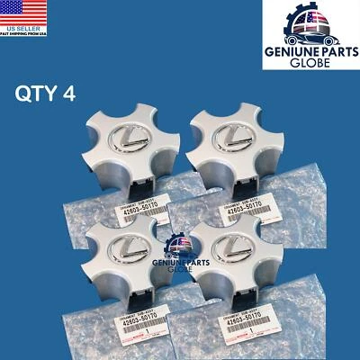 GENUINE OEM LEXUS 01-04 LS430 SILVER 17" WHEEL CENTER HUB CAP SET 4X 42603-50170 - Image 1 of 3